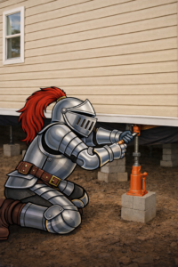 Underhome Armor Knight releveling mobile home.